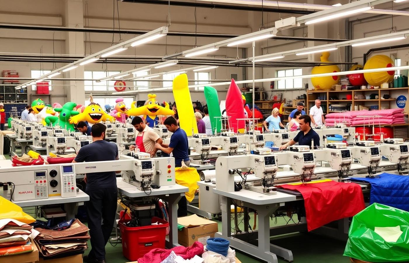 Fábrica Mundo Mágico produzindo infláveis